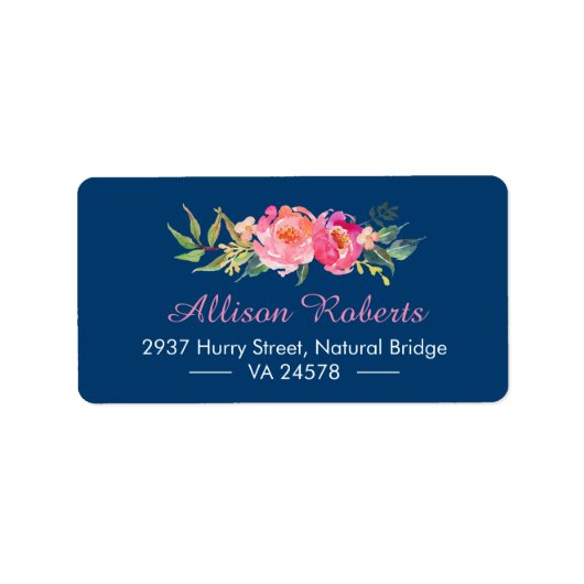 紫モダン赤ピンク植物性フローラネイビーブルー ラベル (正面)