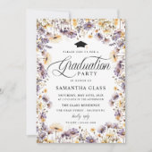 紫モダン野草写真卒業パーティー 招待状 (正面)