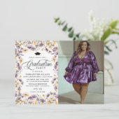 紫モダン野草写真卒業パーティー 招待状 (スタンド正面)