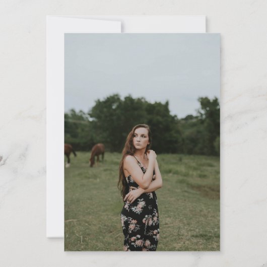 紫モダン野草写真卒業パーティー 招待状 (裏面)