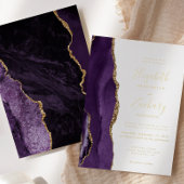 紫モダン金ゴールドアゲ結婚ート 箔招待状