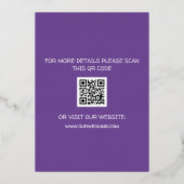 紫モダン金ゴールドタイポグラフィ紫エレガント色 箔招待状 (裏面)