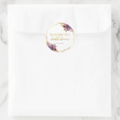 紫モダン金ゴールドフローラ水彩ブライダルシャワー ラウンドシール (バッグ)