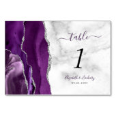 紫モダン銀アガテ大理石結婚の テーブルナンバー (裏面)
