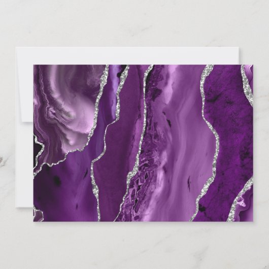 紫モダン銀アゲイト結婚ダーク 招待状 (裏面)