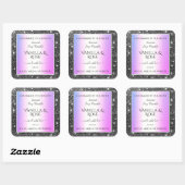 紫モダン銀グラデーショングリッター製品ラベル スクエアシール (シート)