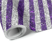 紫モダン銀グリッターストライプ模様 ラッピングペーパー (ロールコーナー)