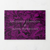 紫モダン銀写真結婚 三つ折り招待状 (カバー)