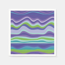 紫モダン青の波型 スタンダードカクテルナプキン