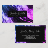 紫モダン黒エレガント大理石メイクアップアーティスト 名刺 (正面/裏面)