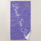 紫モダン ビーチタオル (正面)