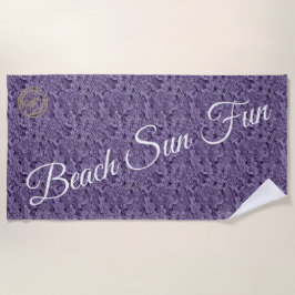 紫モダン ビーチタオル