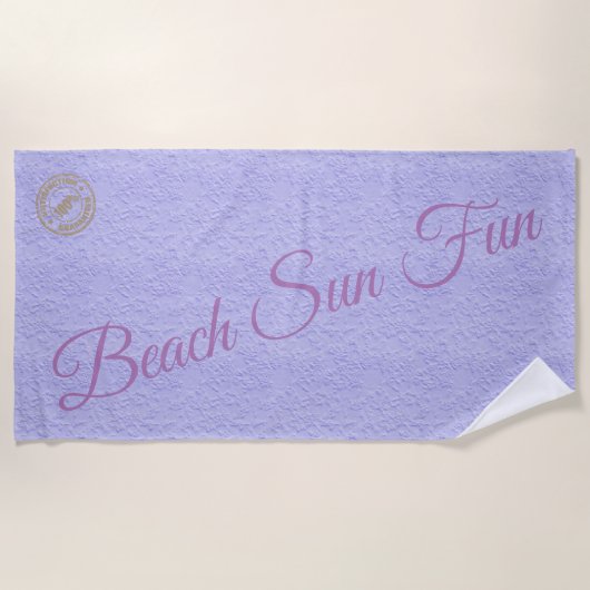 紫モダン ビーチタオル (正面)