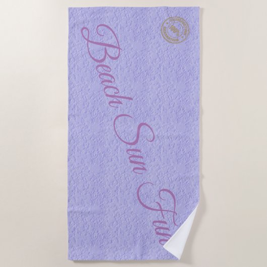 紫モダン ビーチタオル (正面)