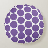 紫モダン、白水玉模様 ラウンドクッション (正面)