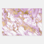 紫モダン、白、金ゴールドの大理石パターン ラッピングペーパーシート (正面2)