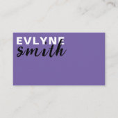 紫モダンQRコードトレンディー白黒スクリプト 名刺 (正面)