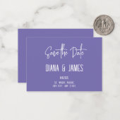 紫モダンQRコード結婚式の日付を保存 ノートカード (正面/裏面インサイチュ)