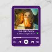 紫モダンQRコード音楽プレーヤーの曲の写真 名刺 (正面)