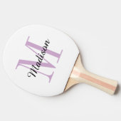 紫モノグラムと名パーソナライズされた前 卓球ラケット (横)