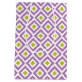 紫モノグラムのと緑のダイヤモンドイカットパターン ミディアムペーパーバッグ (裏面)