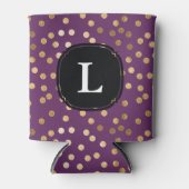 紫モノグラムのと金ゴールドグリッター水玉模様 缶クーラー (正面)