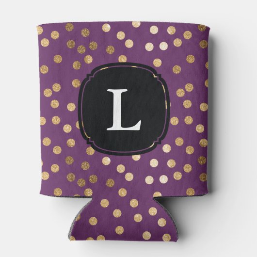 紫モノグラムのと金ゴールドグリッター水玉模様 缶クーラー (裏面)