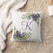紫モノグラムのと黄のフローラ クッション (ブランケット)
