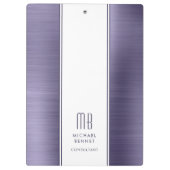 紫モノグラムのブラシ仕上げ金属事業 クリップボード (裏面)