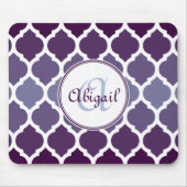 紫モノグラムのモロッコグラデーション格子模様 マウスパッド (正面)