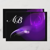 紫モノグラムのライトバード 招待状 (正面/裏面)