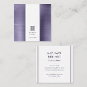 紫モノグラムの金属箔コンサルタント スクエア名刺 (正面/裏面)