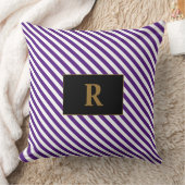 紫モノグラムの/白ストライプ色 クッション (ブランケット)