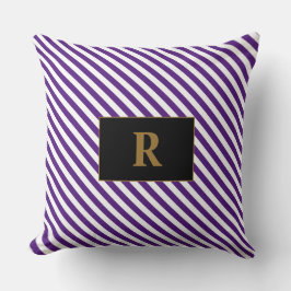 紫モノグラムの/白ストライプ色 クッション