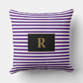 紫モノグラムの/白ストライプ色 クッション (裏面)