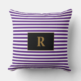 紫モノグラムの/白ストライプ色 クッション