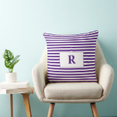 紫モノグラムの/白ストライプ色 クッション (椅子)
