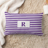紫モノグラムの/白ストライプ色 ランバークッション (ブランケット)