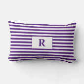 紫モノグラムの/白ストライプ色 ランバークッション (裏面)
