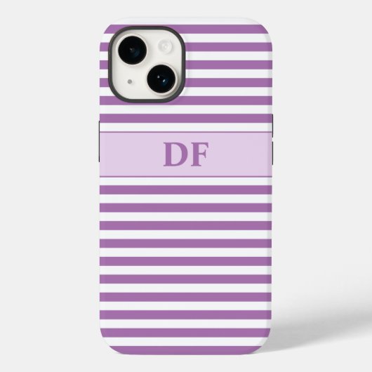 紫モノグラムの/白ストライプ色 Case-Mate iPhoneケース (裏面)