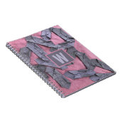 紫モノグラムパーソナライズされた抽象芸術幾何学 ノートブック (右側)