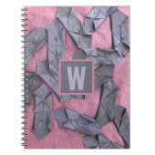 紫モノグラムパーソナライズされた抽象芸術幾何学 ノートブック (正面)