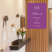 紫モノグラムモダンシンプルの結婚歓迎 ポスター