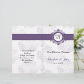 紫モノグラム折り畳み結婚式 プログラム (スタンド正面)