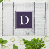 紫モノグラム素朴タオル キッチンタオル (折り畳み)