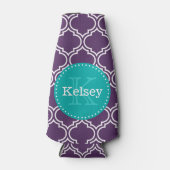 紫モロッコタイルパターンティール（緑がかった色）モノグラム ボトルクーラー (正面)