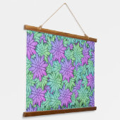 紫ユニークと緑の花 吊り下げ型タペストリー (傾斜あり)