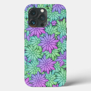 紫ユニークと緑の花 iPhone 13 PROケース