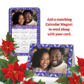 紫ユニーク平和と喜び写真クリスマス カード