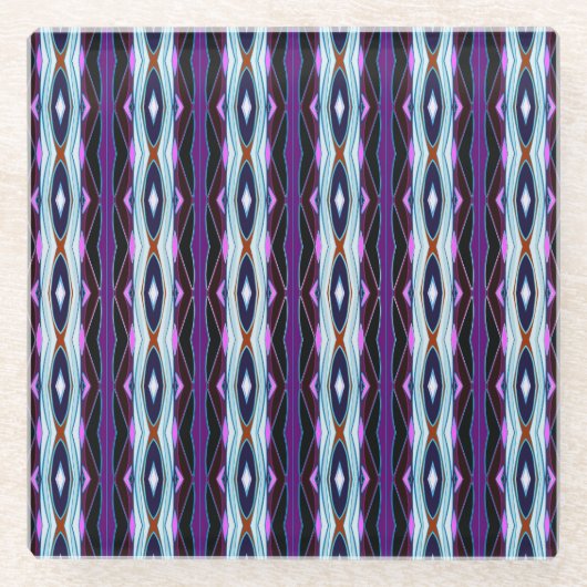 紫ユニーク模様 ガラスコースター (正面)